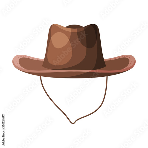 Brown Cowboy Hat, Retro Male Headdress Flat Vector Illustration