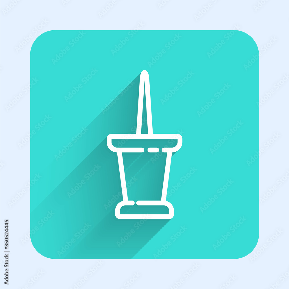 White line Push pin icon isolated with long shadow. Thumbtacks sign. Green square button. Vector Illustration White line Push pin icon isolated with long shadow. Thumbtacks sign. Green square button. Vector Illustration