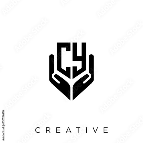 cy shield hand logo design vector icon