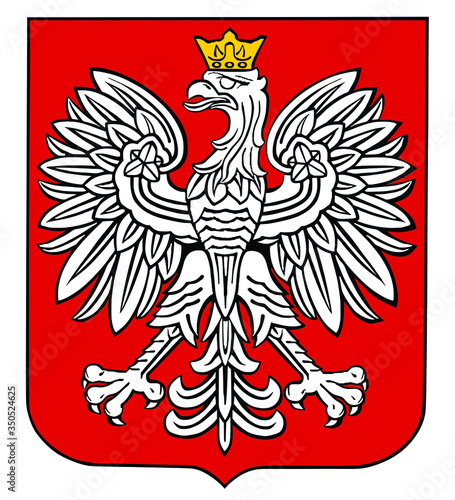 Poland coat of arms, seal, national emblem, isolated on white background. Vector Coat of arms of poland, Original and simple Poland coat of arms in official colors and Proportion Correctly.  
