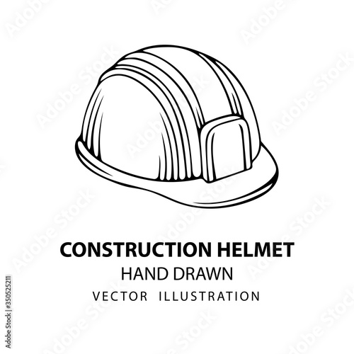 Safety helmet. Safety helmet hand drawn vector illustration. Sketch drawing hard hat icon. Part of set.