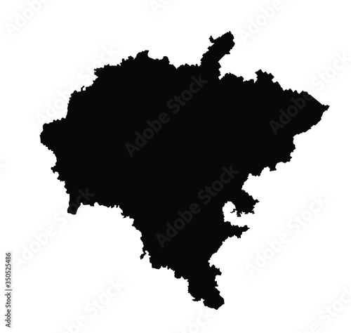 Volga federal district map vector silhouette illustration isolated on white background. Russian federation province. Privolzhsky federal district map.