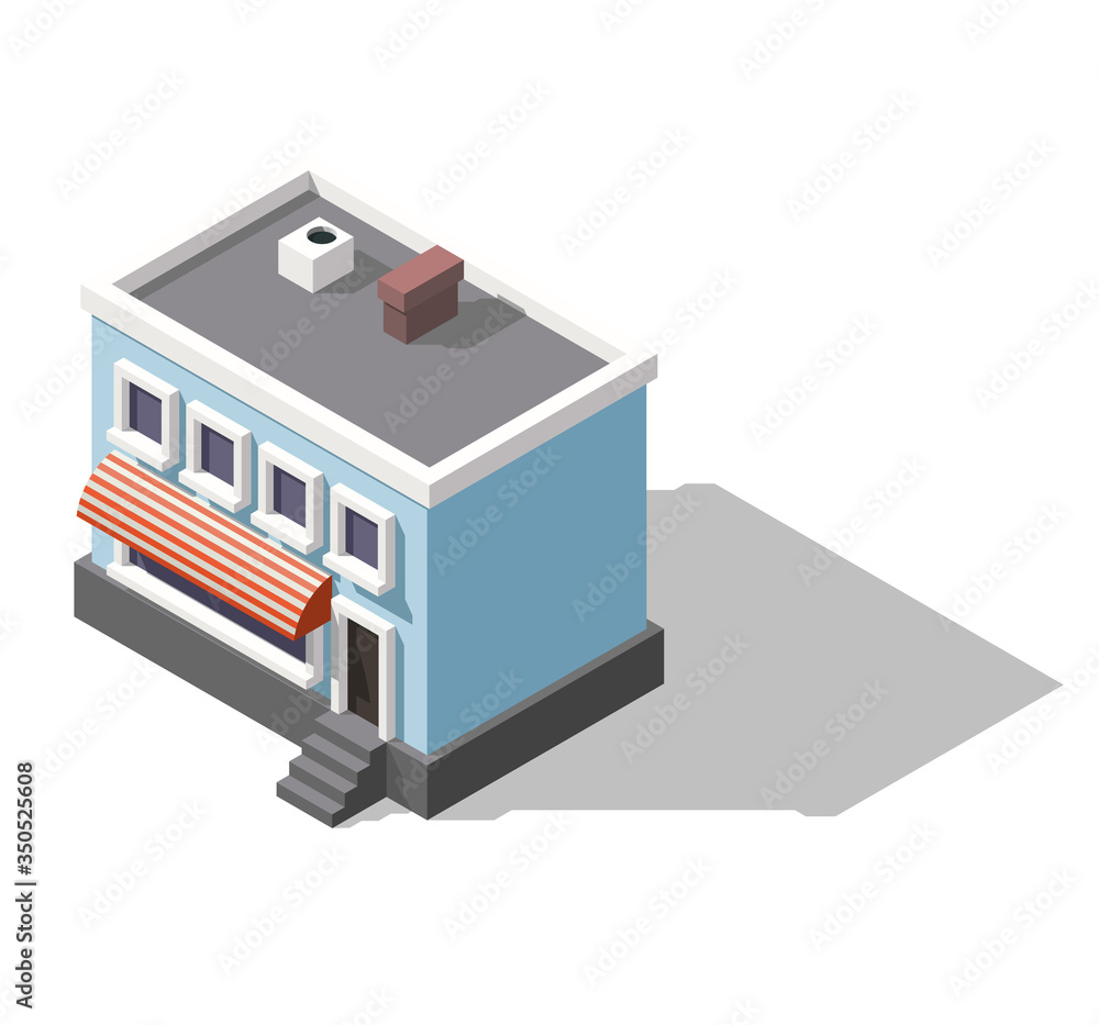 Vector isometric small store on white background. Shopping icon design. Vector isometric small store on white background. Shopping icon design.
