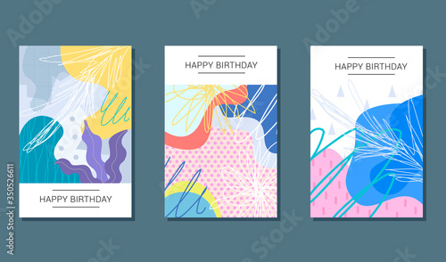 Bright abstract posters. Bright summer backgrounds set. Greeting card illustration