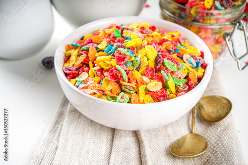 Colorful fruit cereal flakes
