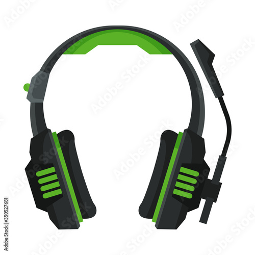 Wireless Headphones with Microphone, Headset, Accessory for Music Listening or Gaming Vector Illustration