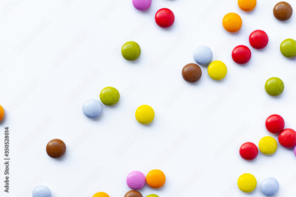 colorful candies abstract white background