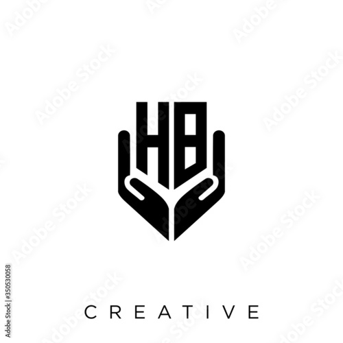 hb shield hand logo design vector icon