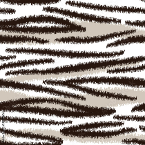 Bold white tiger skin striped animal print  seamless pattern  vector