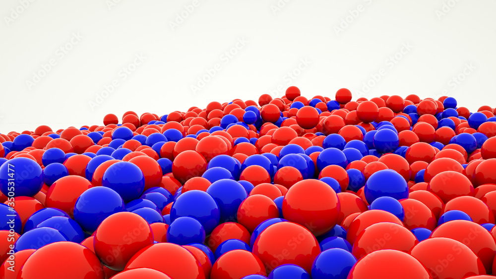 Fototapeta premium red and blue glossy spheres on a white background. 3d render illustration