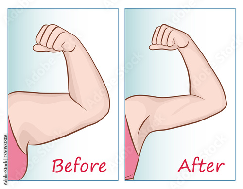 Female hand before and after sports.