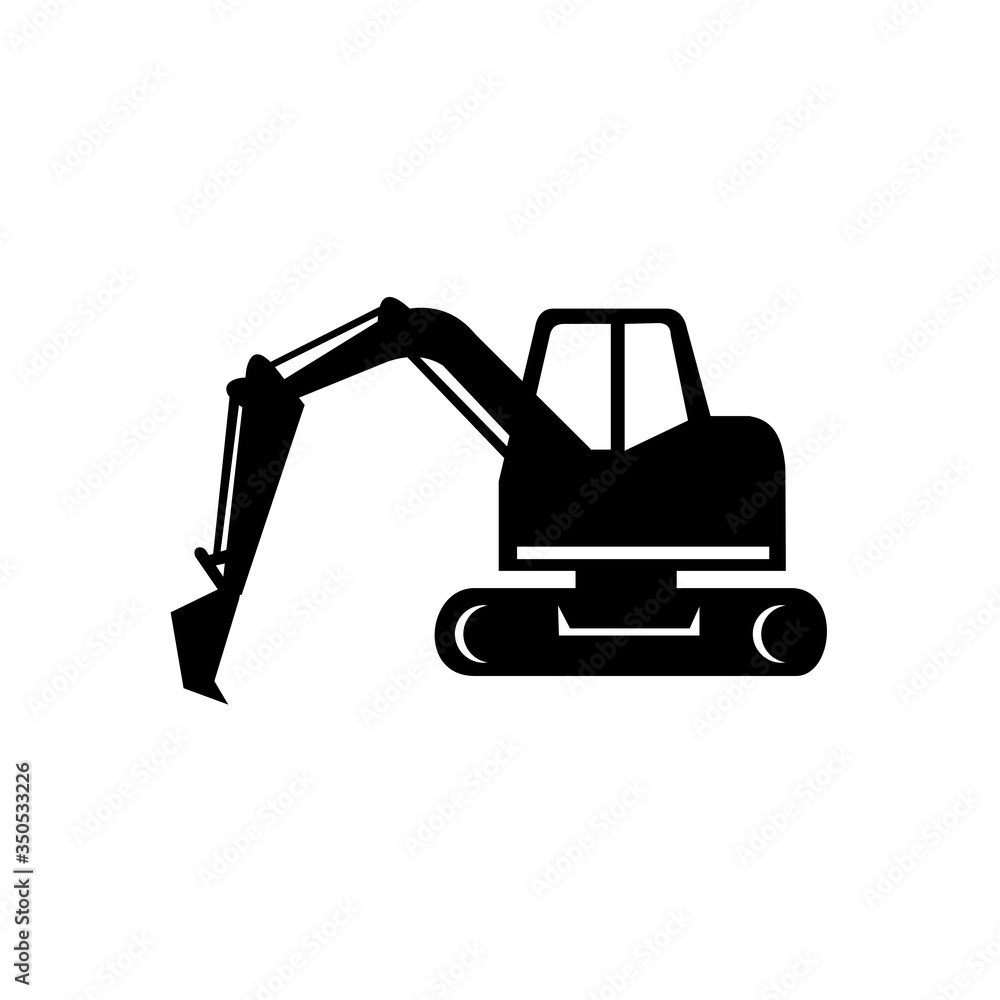 mechanical digger or excavator icon black and white mechanical digger or excavator icon black and white