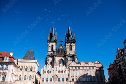 Bubble Floating over Gothic Building