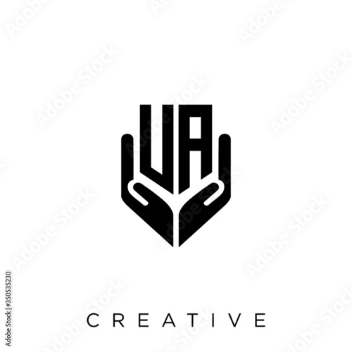 ua shield hand logo design vector icon