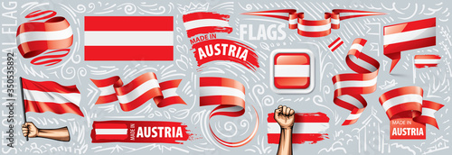 Vector set of the national flag of Austria in various creative designs