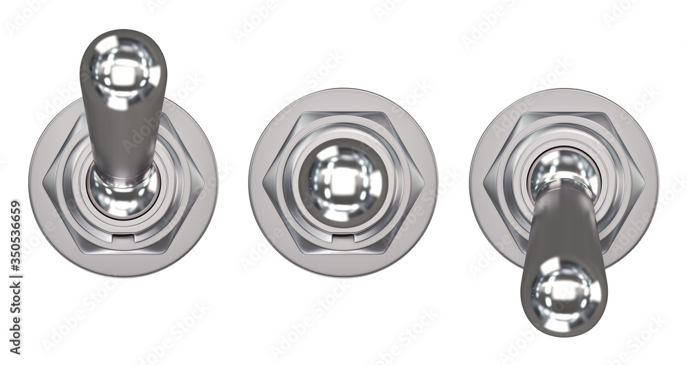Toggle switch on and off on a white background, 3D render Stock ...