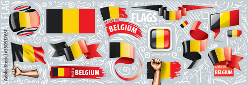 Vector set of the national flag of Belgium in various creative designs