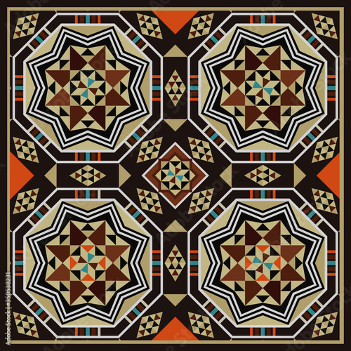 Square Tile With Detailed Beautiful Arabesque Craftmanship Decoration