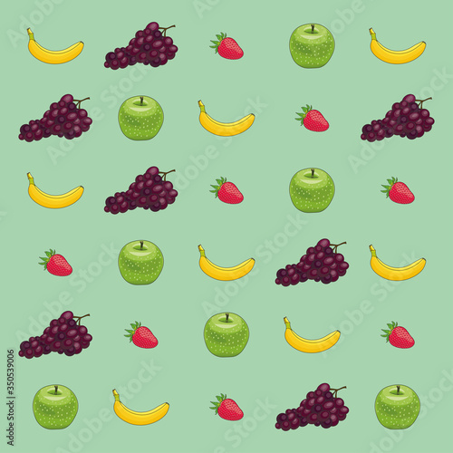 Illustration de fruits de saison, papier peint pastel