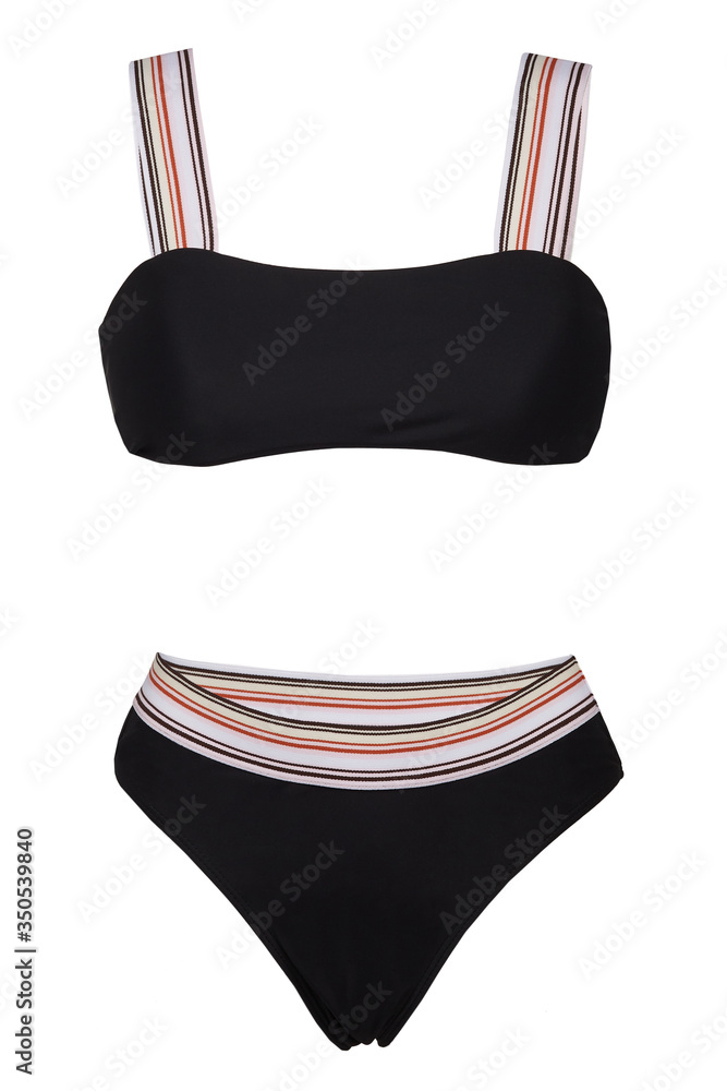 Detailed shot of a black twopiece swimsuit consists of bikini with