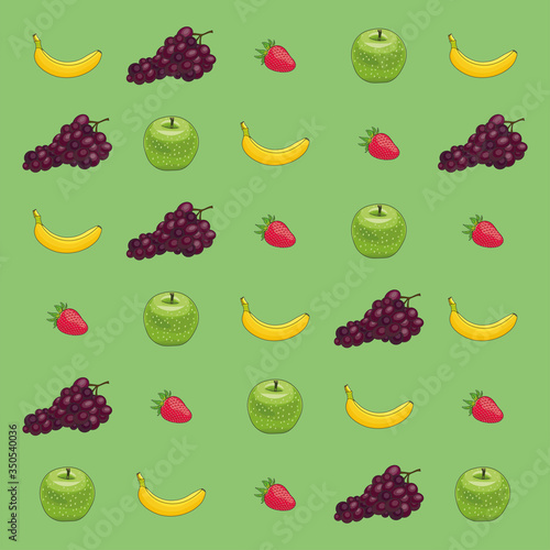 Illustration de fruits de saison, papier peint pastel