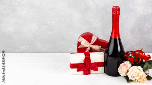 Composition for valentine's day dinner on table with copy space