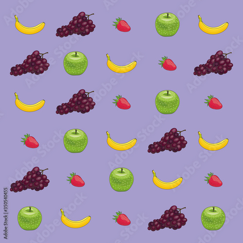 Illustration de fruits de saison, papier peint pastel