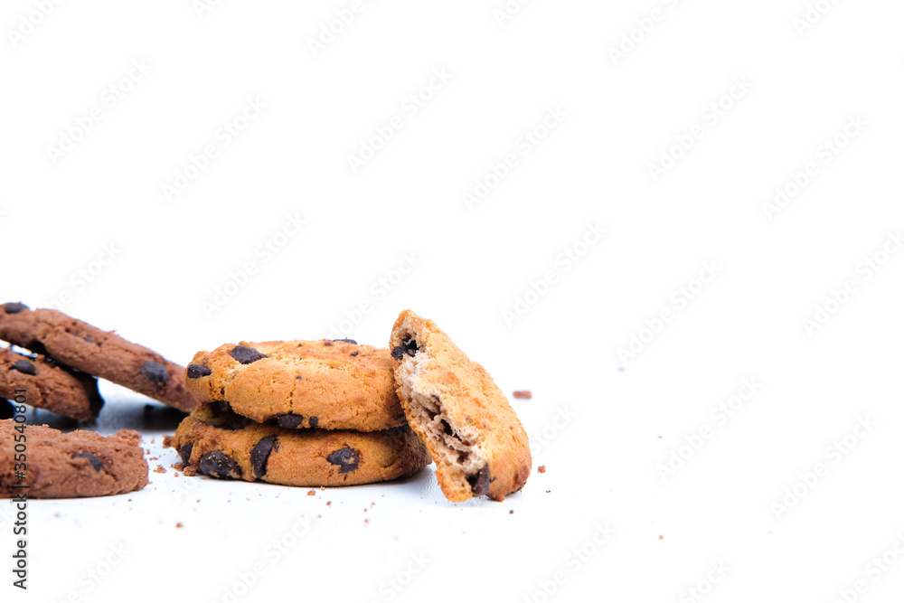 Delicious chocolate chip cookie isolated on white background Delicious chocolate chip cookie isolated on white background
