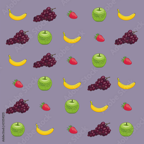 Illustration de fruits de saison, papier peint pastel