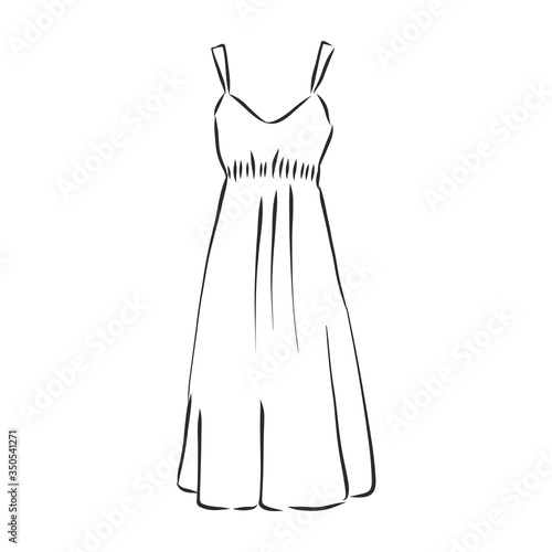 Vector illustration of women's summer dresses. Casual clothes. women's summer dress, sundress, vector sketch illustration