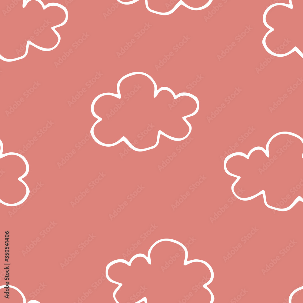 Seamless pattern with doodle clouds. Hand drawn children illustration in soft pastel colors for wallpaper, textile cotton print, bed linen, wrapping paper, kids clothes, cards, posters, baby textile. Seamless pattern with doodle clouds. Hand drawn children illustration in soft pastel colors for wallpaper, textile cotton print, bed linen, wrapping paper, kids clothes, cards, posters, baby textile.