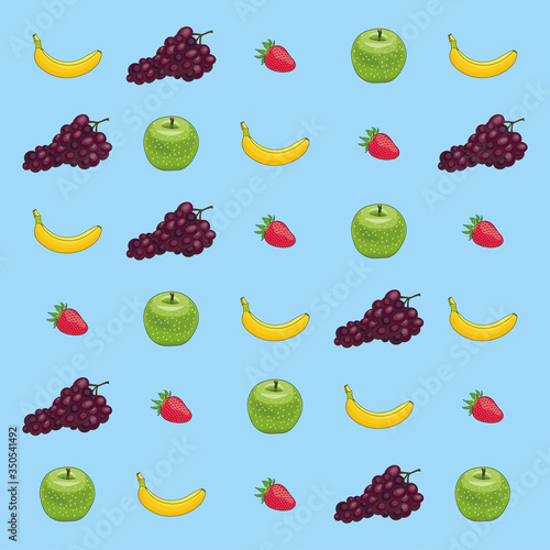 Illustration de fruits de saison, papier peint pastel