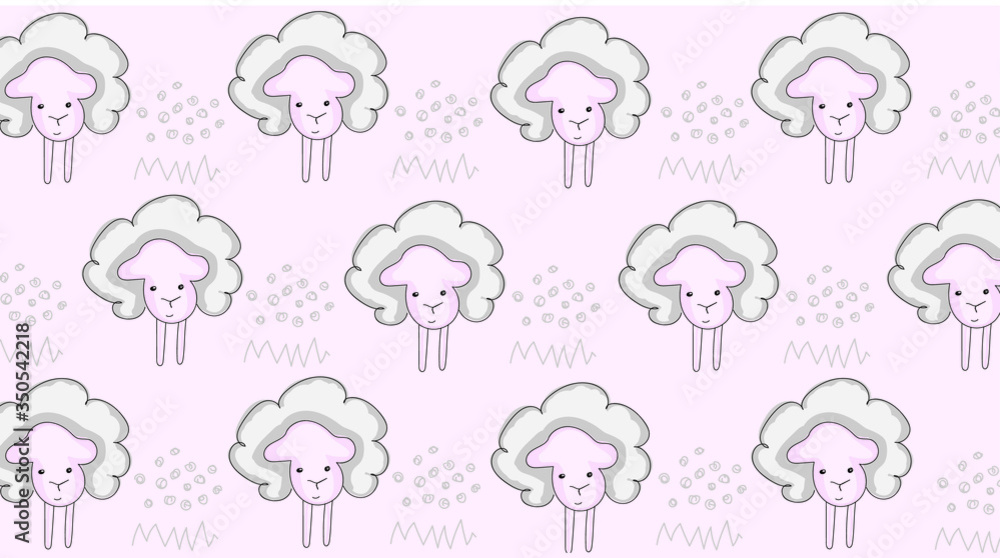 Sheep animal pattern, vector baby background