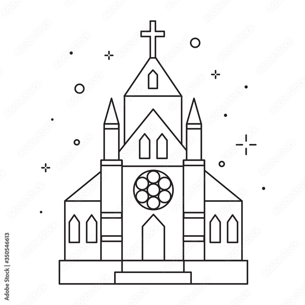 Christian Chapel or Church Icon in Line