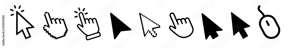 Vector cursors icons click set