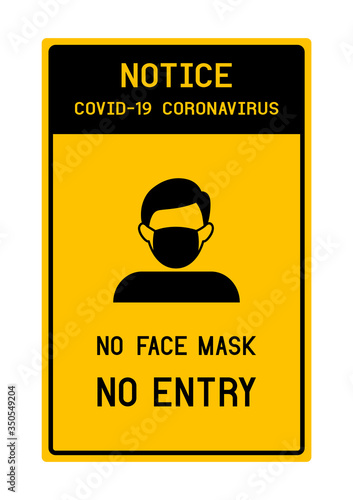 Notice No face mask No entry avoid COVID-19 coronavirus