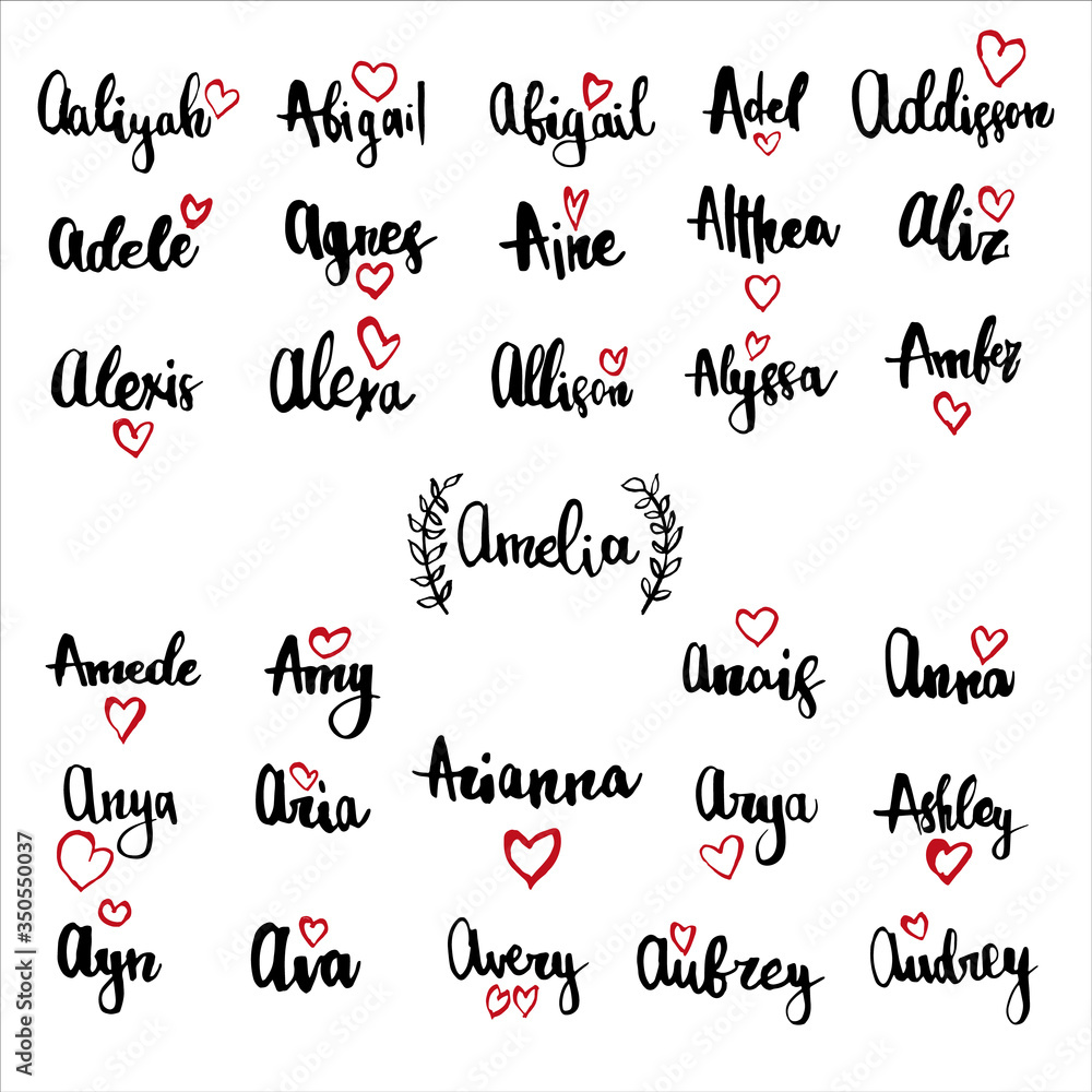 Female name drawn by brush. Handwritten vector girl names. Stock Vector Adobe Stock