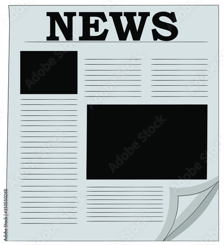 Newspaper vector. Flipping a newspaper sheet. Blank newspaper with news