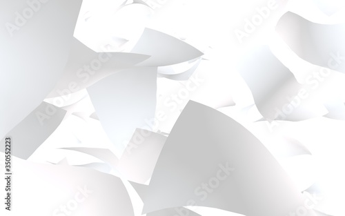 Flying sheets of paper isolated on white background. Abstract money is flying in the air. 3D illustration