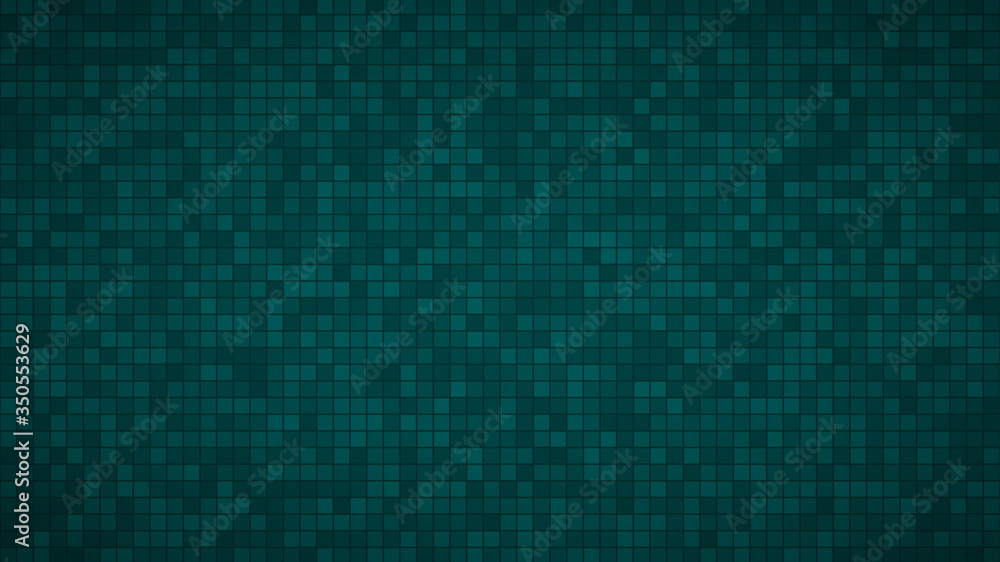 Abstract background of small squares or pixels in dark turquoise colors Abstract background of small squares or pixels in dark turquoise colors