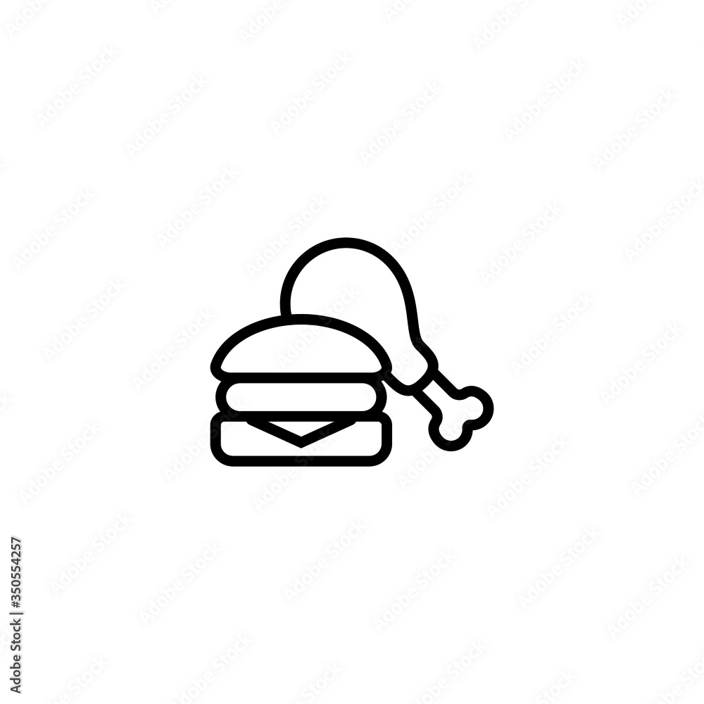 Junk food vector icon in linear, outline icon isolated on white background Junk food vector icon in linear, outline icon isolated on white background