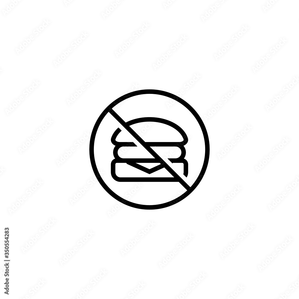 No food vector icon in linear, outline icon isolated on white background No food vector icon in linear, outline icon isolated on white background