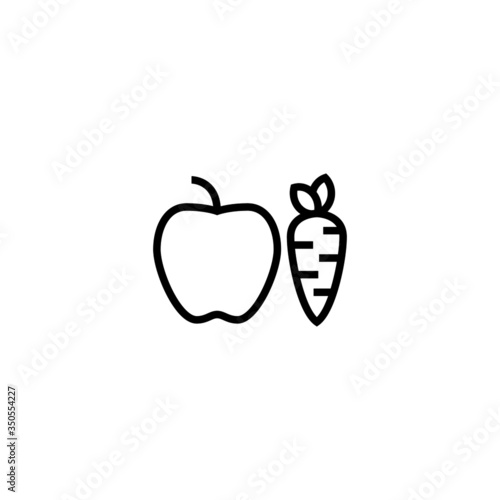 Healthy food vector icon in linear, outline icon isolated on white background