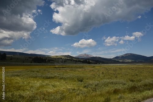 Landscape with clouds in Yellowstone.