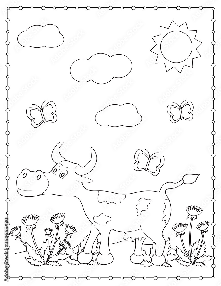 Cow. Coloring page. Cow. Coloring page.