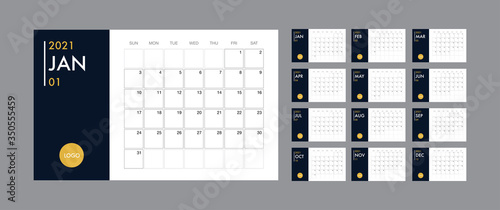 Calendar 2021 template planner vector diary in a minimalist style