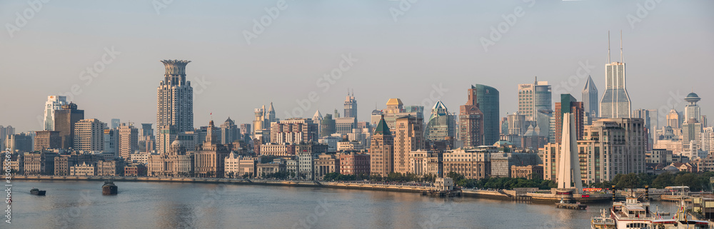 Fototapeta premium Panorama Skyline Bundu, Szanghaj, Chiny