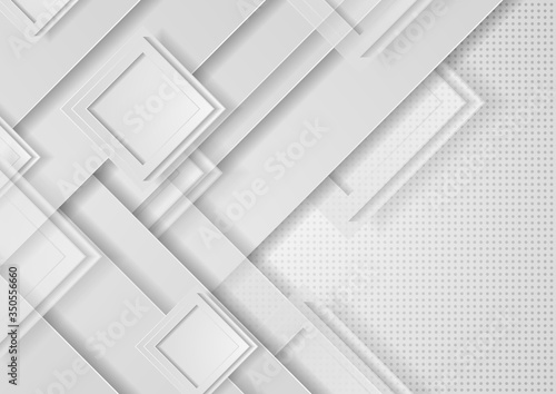 Grey paper hi-tech geometric abstract background with squares. Vector illustration