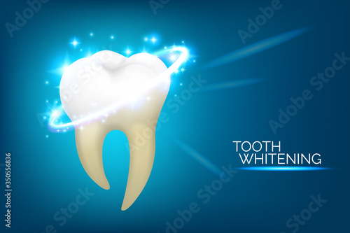 Dental care and teeth whitening banner design. Oral hygiene vector illustration set, realistic style. Dentistry or stomatology