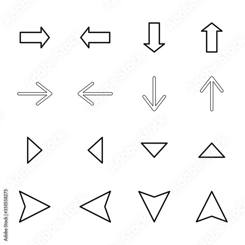 black arrows in different directions isolated on white